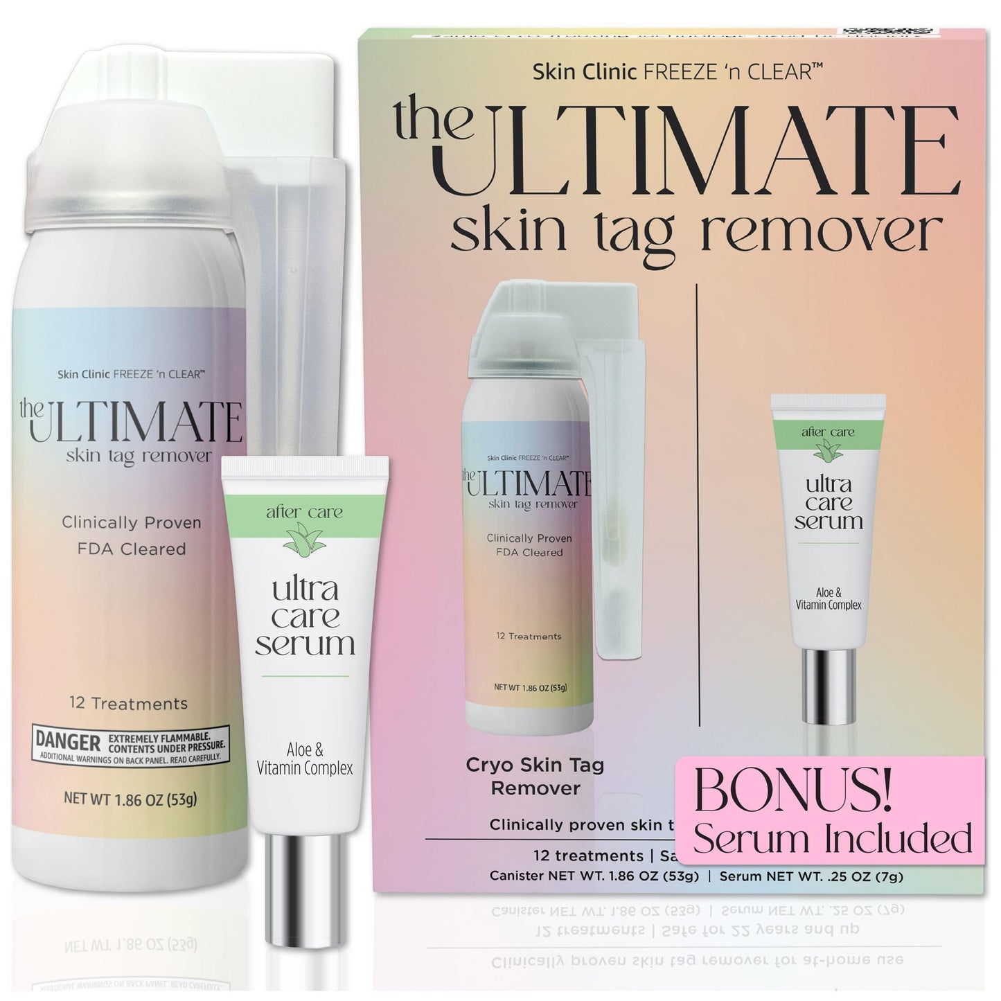 The Ultimate Skin Tag Removal Kit with Post Treatment Serum - FDA-Cleared Cryo Treatment - Safe, Painless and Effective Treatment for Skin Tags - Includes 12 Applications and One-Handed Skin Guard