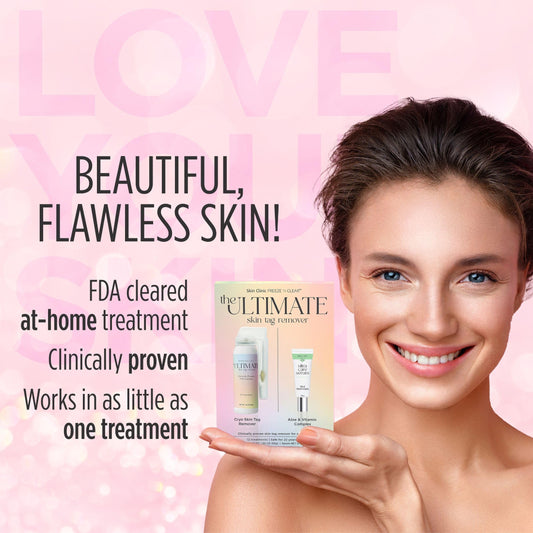 The Ultimate Skin Tag Removal Kit with Post Treatment Serum - FDA-Cleared Cryo Treatment - Safe, Painless and Effective Treatment for Skin Tags - Includes 12 Applications and One-Handed Skin Guard